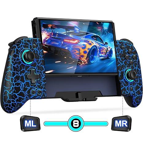 Gammeefy Switch Controller for Nintendo Switch/Switch OLED, (No Drift, No Deadzone) Hall Effect Joystick Wireless Switch Joypad With 9 Lights Color, One-Piece Switch Remote with Turbo/Programming