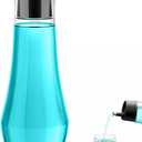 VITVITI Glass Mouthwash Dispenser for Bathroom, 8.8OZ Mouth Wash Container Bottle with Lid Cup, Small Clear Refillable Mouthwash Dispenser Decanter for Countertop, Black