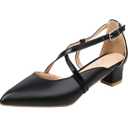 Women's Foreign Trade Large Spring New PU Leather Buckle Heel Hollow Back Sandals Sandal Slides, Size 10