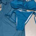 WODECASA Women's Plus Size 3 Piece Swimsuits Halter Triangle Bikini Set with Drawstring Semi Sheer Cover Up Bathing Suit 3XL