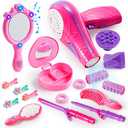 JOYIN 12Pcs Girls Beauty Salon Set, Pretend Play Doll Hair Stylist Toy Kit with Hairdryer, Mirror, Curling Iron and Other Accessories for Kids Toddler Fashion Cutting Makeup Party Favor, Birthday Gift