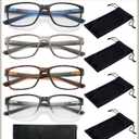 Blue Light Blocking Reading Glasses for Men 4-Pack Stylish Computer Readers with Spring Hinges,Anti Glare/Eye Strain Filter UV Ray Lightweight Reader Eyeglasses,+1.25 Magnification Strength
