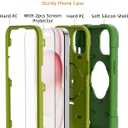 KCJ Compatible with iPhone 15 Case with[2Screen Protectors+1xLens Protector][Ring Stand] Soft Silicone+Hard PC Full Body Protection Phone Shell Durable Rugged Case for iPhone 15 6.1" Avocado