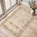 Vintage 23 Area Rug, Non Slip Backing, Washable, Stain Resistant, Super Soft Distressed Persian Rug, Ideal for High Traffic Areas in Bedroom, Living Room, Kitchen, Entryway, Ivory/Light Yellow