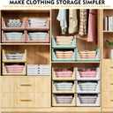 SNSLXH 5 Pack Stackable Closet Organizer Box, Multifunctional & Foldable Closet Storage Basket for Bathroom Kitchen Laundry Room Wardrobe Storage, Space-Saving Clothes Storage Drawer Organizer, Pink