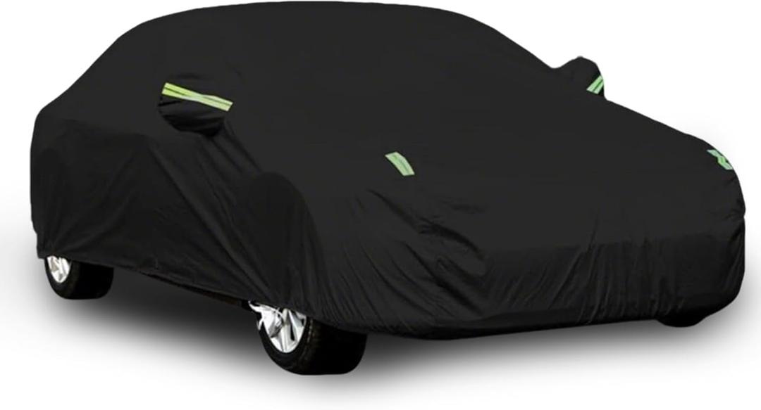 6 Layers Car Cover Waterproof All Weather for Automobiles, Outdoor Full Cover Rain Sun UV Protection with Zipper Cotton, Universal Fit for Sedan (184-193 inch)