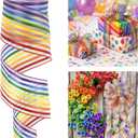 HUIHUANG Rainbow Stripe Sheer Wired Ribbon 2.5 inch Multi-Colored Stripes Wire Edge Ribbon for Gift Wrapping, Bows Making, Wreath, Crafts, Birthday, Pride Party Decor - 10 Yards