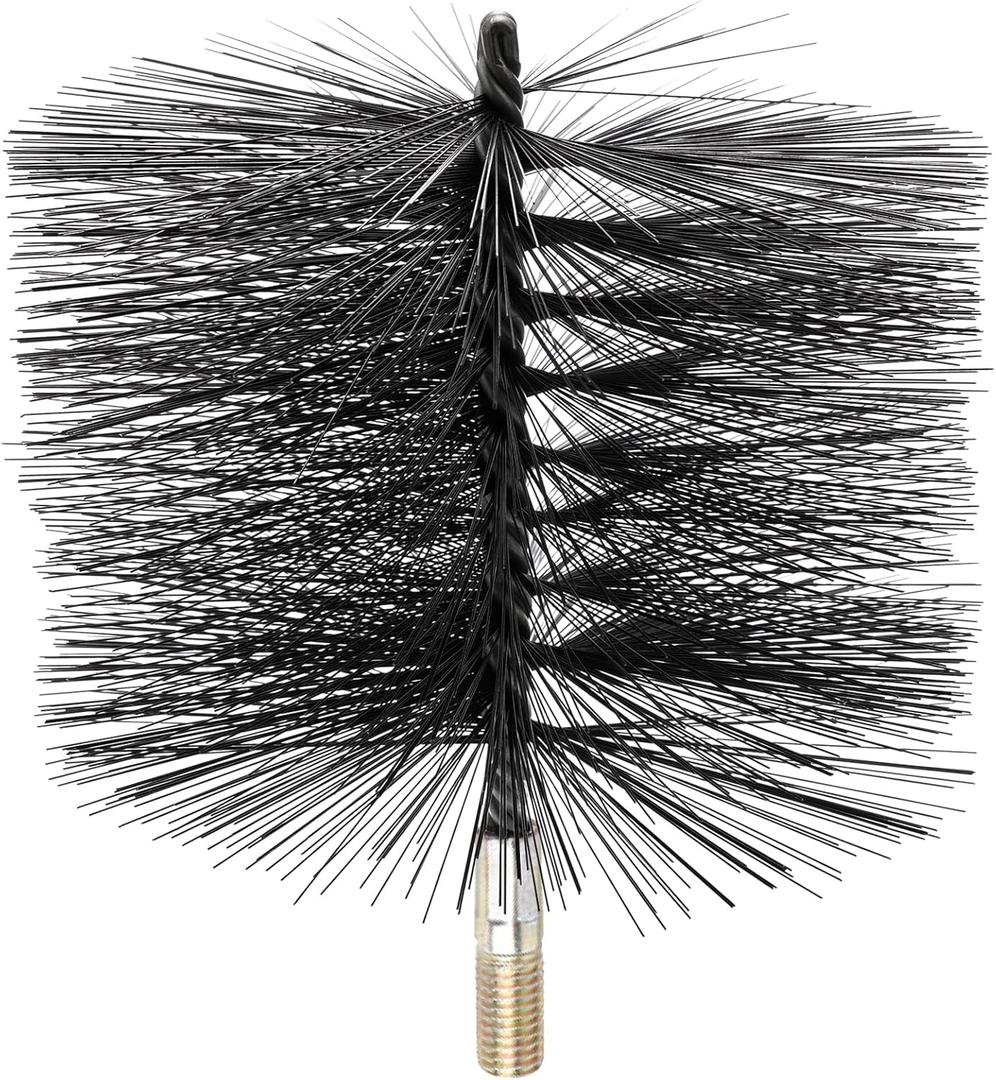 6 in Round Chimney Cleaning Brush, Double Spiral Flue Brush Steel Chimney Cleaning with 1/4" Fitting, Pellet Stove Cleaner for Stove Pipes