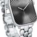 Moolia Stainless Steel Bracelet Compatible with Apple Watch Band 42/41/40/38/46/45/44/49mm Designer Elegant Metal Women Replacement Bracelet for iWatch Series 11 10 9 8 7 6 5 4 3 2 1 SE/Ultra1/2/3 (Silver)