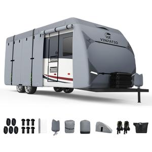 VINPATIO RV Cover 20-22ft: 7 Layers Heavy Duty RV & Trailer Cover, Travel Trailer Cover, Camper Cover, Toy Hauler Cover with Extra Windproof Straps, Tongue Jack Cover, Gutter Covers