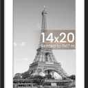 upsimples 14x20 Picture Frame, Display Pictures 11x17 with Mat or 14 x 20 Without, Wall Hanging Poster Frames, Black, Pack of 1