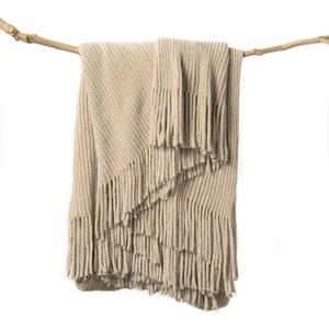Lifein Throw Blanket for Couch, Soft Boho Decor Bed Throw,Cozy Beige Knitted Chenille Small Farmhouse Lightweight Throw(Beige,50 * 60")