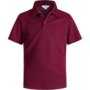 Boys Casual Polo Shirt Short Sleeve Waffle Solid Collared Shirts for Kids Aged 8 Year