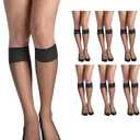 Hanes Silk Reflections Women's Silky Sheer Reinforced Toe Knee-High Stockings (Barely Black (Pack of 6))