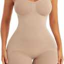 EUYZOU Shapewear Bodysuit for Women Tummy Control - Butt Lifting Fajas Full Body Shaper Seamless Thigh Slimmer Shorts (X-Small-Small, Skin)