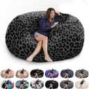 6FT Giant Velvet Bean Bag Chair Cover - Soft Fluffy Dutch Velvet, Comfy Oversized Lazy Sofa Cover