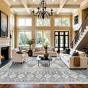12x15 Area Rug for Living Room: Vintage Oriental Washable Rug for Bedroom Dining Room with Non Slip Rubber Backing Stain Resistant Low Pile Large Carpet Home Office (Blue, 12x15)