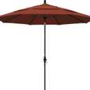 California Umbrella 11' Round Crank Lift, Collar Tilt, Aluminum Pole, Fiberglass Rib Patio Umbrella, Black Finish, Terracotta