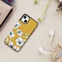 LETO for iPhone 13 Mini Case,Flip Folio Leather Wallet Cover with Fashion Flower Designs for Girls Women,Built-in Card Slots Kickstand Protective Shell Tiny White Florals