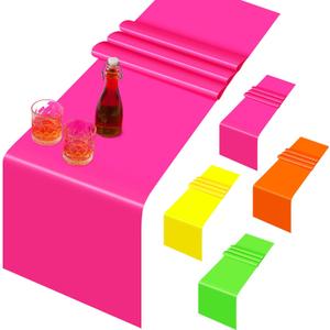 8 Pcs Neon Table Runner Disposable Disco Colorful Glow Supplies for Neon Party Birthday Table Decorations(16 x 47 Inches)