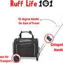 RUFF LIFE 101 Airline Approved Expandable Premium Pet Carrier on Wheels- Two Sided Rolling Carrier- Designed for Dogs & Cats- Extra Spacious Soft Lined Carrier! (Black) (RL-PET-CARRIER-WHEELS)