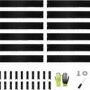 A ANLEOLIFE 12 Pack 40" LX 6"H Galvanized Steel Garden Landscape Edging for Straight & Mild Curved Lines, Hammer-in Metal Lawn Border with Gloves and 10 Stakes (40FT Total) (6 inch tall, 12pcs, Black)