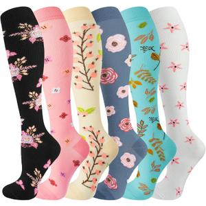 bropite Compression Socks for Women & Men Circulation-Support Knee High Socks 20-30 mmhg-Best for Running,Medical,Nurse,Travel (Small-Medium, 01A1-19 assorted 16)