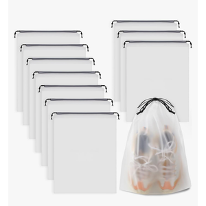 Clear Shoe Bags - 10 PCS, 15.7" x 11.8", Drawstring Travel Shoe Bags for Packing, Waterproof Dustproof Portable Shoe Storage for Men and Women