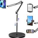 Peastrex Tablet Floor Stand with 12lb Stable Base Overhead Bed Ipad Phone Holder Mount with Adjustable Height Stretchable Arm for 4.513in iPad Pro Air Mini 12.9/9.7, Kindle, Galaxy Tab, CellPhones