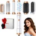 Ukliss Hair Dryer Brush 6 in 1 & Blow Dryer Brush | Controlled Airflow for Effortless Auto-Wrap Curls & Frizz-Free Shine, Salon Styling at Home for All Hair Types with ALCI Plug (Whitegold)