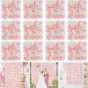 Pink Flower Wall Backdrop Wedding: 12 Packs 15x15 Inches 3D Floral Rose Wall Panels - Party Event Background Bridal Shower Decorations
