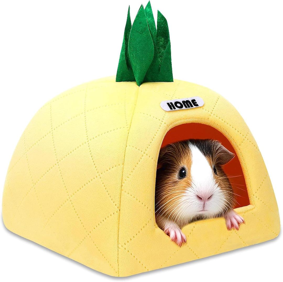 UPINS Guinea Pig Hideout,Guinea Pig Bed Washable Small Animal House Cage Accessories for Chinchillas Hamsters Hedgehogs Ferrets Bearded Dragons and Rats (Yellow)