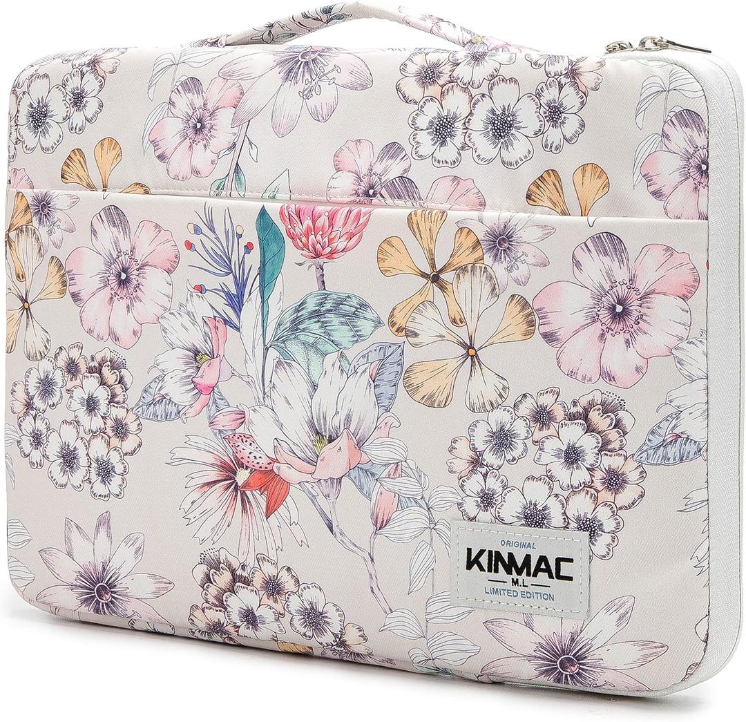 Kinmac 360 Degree Protective Laptop Sleeve Case Bag with Handle for MacBook Air 15 inch and 15 inch-15.6 inch HP Lenovo Dell ASUS Acer Laptop (KF-04) (Floral)