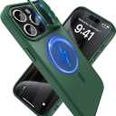 YFEMLAZ for iPhone 15 Pro Max Case(Built-in Invisible Kickstand) Heavy Duty MagneticCompatible with MagSafe Military-Grade Drop Protection,Translucent Matte for iPhone 15 Pro Max Case 6.7",Green