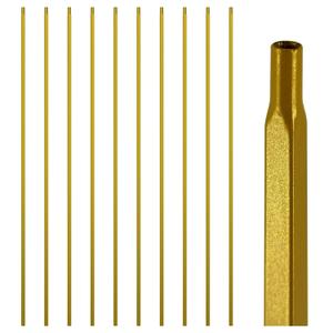 Glossy Gold Wrought Iron Stair Plain Balusters for Interior, 1/2" X 44" Square Metal Spindles for Stairs, Upgrade and Decorate Stairs (10)