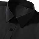 Men's Dress Shirts Long Sleeve Stretch Wrinkle Free Wedding Formal Business Button Down Shirt (Black, L)