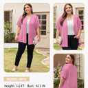 Eytino Women Plus Size Lightweight Cardigan Half Sleeve Ribbed Knit Kimono Cardigans Tops(1X-5X) (Pink)