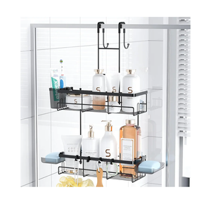 Over the Door Shower Caddy Hanging: Black Rustproof Shower Organizer over the Door - No Drilling Bathroom Rack for Inside