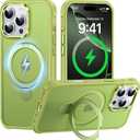 Case for iPhone 16 pro max, with Invisible Magnetic Stand, Mil-Grade Drop Protection, Non-Slip, Anti Fingerprint Anti Scratch, Shockproof Matte Phone Case (Green)