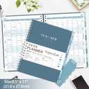 GuassLee Large 2026 Planner, Weekly and Monthly Planner from January 2026-December 2026, 8.5"x 11" Calendar Agenda Book with Back Pocket, Stickers for Home Office School Supplies, A4 Size, Blue