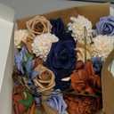 Ling's moment Fake Flowers Box, Faux Artificial Greenery Stems Foam Roses Gardenia Silk Dahlia Fabic Flower for Centerpieces Bouquet Wedding Vase Decorations, Burnt Orange & Navy, Grand Combo