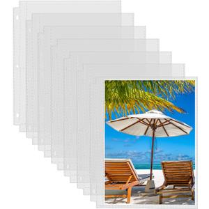 30 Pack Photo Sleeves for 3 Ring Binder - (8x10, for 60 Photos), Archival Page Protectors, Clear Plastic Album Refill Pages, Postcard Sleeves, Acid-Free
