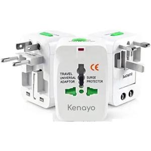 Kenayo Worldwide Universal Power Adapter, All-in-One International Travel Plug Converter for USA, EU, UK, France, Italy, Australia, India - Portable Wall Charger Plug