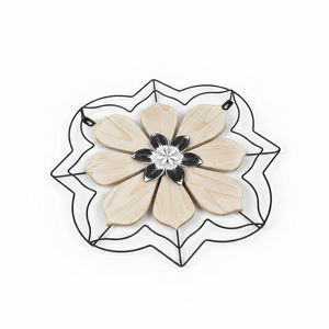 Black and Natural Flower Metal Wall Decor