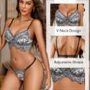 3 x Avidlove Lingerie for Women Floral Lace Bra and Panty Sets V Neck 2 Piece Babydoll Outfits (XL)