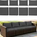 Loungewave 8Pcs Patio Cushion Covers, Outdoor Cushion Covers Set Replacement for Patio Furniture Sofa Couch, Soft Flexibility Washable Furniture Protector(Grey, Cover Only)