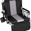 HIGH POINT SPORTS Foldable Stadium Seat Portable Folding Stadium Chairs Padded Bleacher Seat Cushion Bleacher Chair with Armrest and Cup Holder (Black-grey)