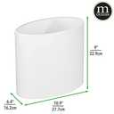 mDesign Stainless Steel Metal Oval Waste Can, 7.9 Liter/2.09 Gallon Wastebasket, Garbage Bin for Bathroom, Bedroom, Kitchen, Home Office, Holds Waste and Recycle, Mirri Collection, White