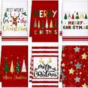 Geyoga 6 Pcs Christmas Kitchen Towels 16 x 24 Inch Vintage Xmas Hand Towels Santa Elk Snowman Decor Candy Dish Towel Absorbent Winter Tea Bedroom Decoration Gifts(Elegant,Joyous) (Vivid)