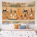 Haoyiyi Egyptian Tapestry Wall Hanging Ancient Egypt Mythology Culture Tapestry Pharaohs Hieroglyphic Carvings Tapestries for Bedroom Living Room Dorm Decor 70.9x63 Inches